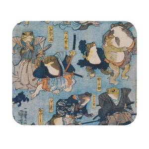 Frog mousepad, Samurai, Japanese gift, asian art, Funny mouse pad, desk pad, Large mouse pad, Cute desk pad, Bushido, Froggy, Frog mom