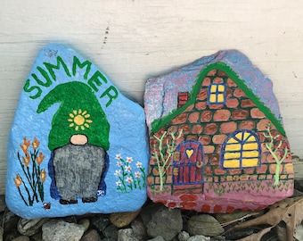 Garden gnome, fairy garden, season gnomes, outdoor decor, garden rocks, hand-painted, decorative outdoor