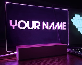 Custom LED light sign, Personalized gamertag with 7 colors night light, Gamer room decor gifts, Gifts for gamer boyfriend