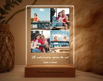 Custom Photo Collage Gift, Best friend picture frame, Birthday gift for her, First Mothers day gift, Gift for dad and mom, LEDP05