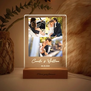 Custom Photo Collage LED Light, Engagement frames, Newly engaged gift, Personalized wedding gift for couple unique, LEDP01