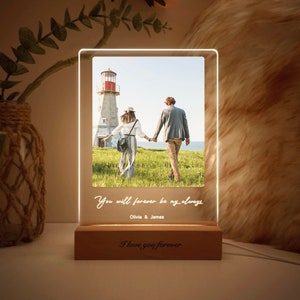 Custom Photo LED Light, Couple gift for boyfriend, Photo collage gift, Unique 25th wedding anniversary gift for couple, LEDP04