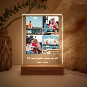 Custom Photo Collage Gift, Best friend picture frame, Birthday gift for her, First Fathers day gift, Gift for dad and mom, LEDP05