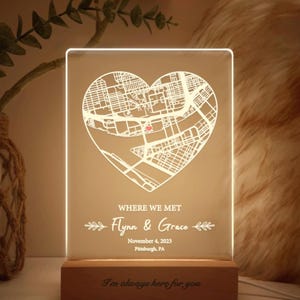 Cadeau La nuit de notre rencontre, Carte du lieu où nous nous sommes rencontrés, Cadeau premier rendez-vous, Cadeau pour petit ami, Cadeau personnalisé pour petite amie, Cadeau de mariage en papier, MBF09