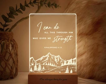 Christian Art, Personalized Bible Verse Light, Custom Favorite Bible Verse Gift, Christian Home Decor, Faith Based Decor, MBA21