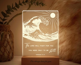 Custom Bible Verse LED light, Your Own Bible Verse Gift, Christian Home Decor, Faith Based Decor, Religious LED Light, Wave Design, MBA54