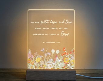 Personalized Bible verse Gift, Religious home decor, Faith decorations, Bible verse night light, MBC03