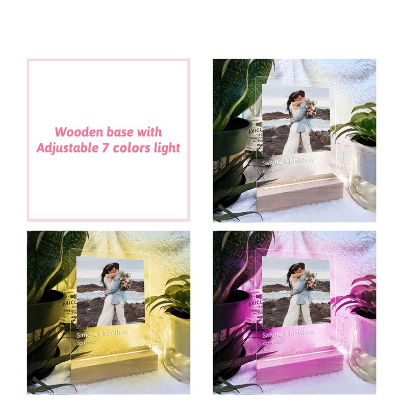 Custom LED Photo Night Light, Personalized Picture Frames Glass Art ...