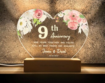 9th Anniversary Gift, Pottery Anniversary Gift, Personalized 9 Year Anniversary Gift, Custom Wedding Anniversary Gift By Years, MBG09