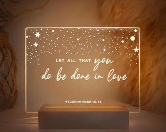 Christian gift ideas, Custom Bible Verse LED light, Christian Home Decor, Faith Based Decor, Religious LED Light, MBA68
