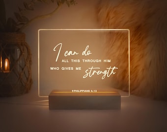 Personalized Bible Verse LED light, Custom Favorite Bible Verse Gift, Christian Home Decor, Faith Based Decor, Religious LED Light