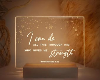 Christian gifts for women, Personalized Bible Verse LED light, Christian Home Decor, Faith Based Decor, Religious LED Light, MBA67