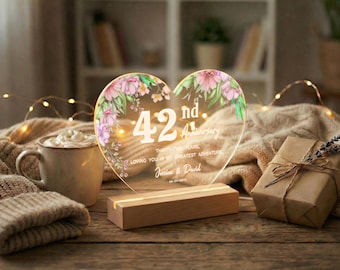 Custom Anniversary Gift, Personalised 42nd Anniversary Plaque, Romantic Keepsake for Mom & Dad or Grandparents, Gift For Him, MBG42