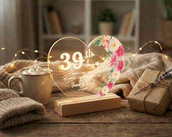 Personalized 39th Anniversary Plaque, 39th Anniversary Gift for Couple and Parents, Keepsake for Mom & Dad or Grandparents, MBG39
