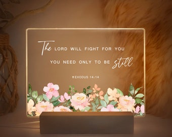 Personalized Bible Verse LED light, Custom Favorite Bible Verse Gift, Christian Home Decor, Faith Based Decor, Cozy Floral Pattern, MBE05