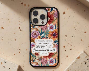 Custom Bible Verse iPhone Case, Christian Phone Case, Christian Scripture Phone Cover, Floral Phone Case, Encouragement Gift, MP13
