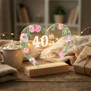 40th Ruby Anniversary Gift, Personalized 40th Anniversary Plaque, Keepsake for Mom & Dad or Grandparents, MBG40