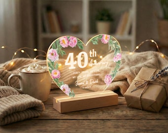 40th Ruby Anniversary Gift, Personalized 40th Anniversary Plaque, Keepsake for Mom & Dad or Grandparents, MBG40