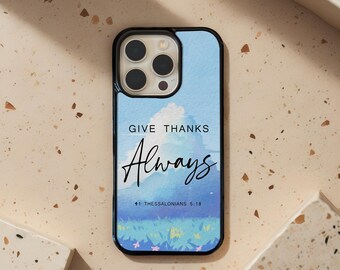 Christian Phone Case, Custom Phone Case, Bible Verse Gift, Christian Scripture Phone Cover, Blue Floral Art iPhone Case, MP09