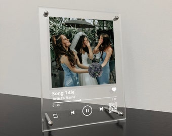 Custom music plaque, Song album cover plaque, Music decor, Personalized glass art photo gifts, Bridesmaid Gifts