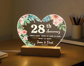 28th Anniversary Gift, Personalised Wedding Anniversary Gift, Orchids Anniversary Gift, Gift For Him, MBG28