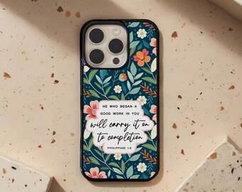 Christian Phone Case, Custom Bible Verse Phone Case, Scripture Phone Cover, Floral Phone iPhone Case, Scripture Gift For Friends, MP17
