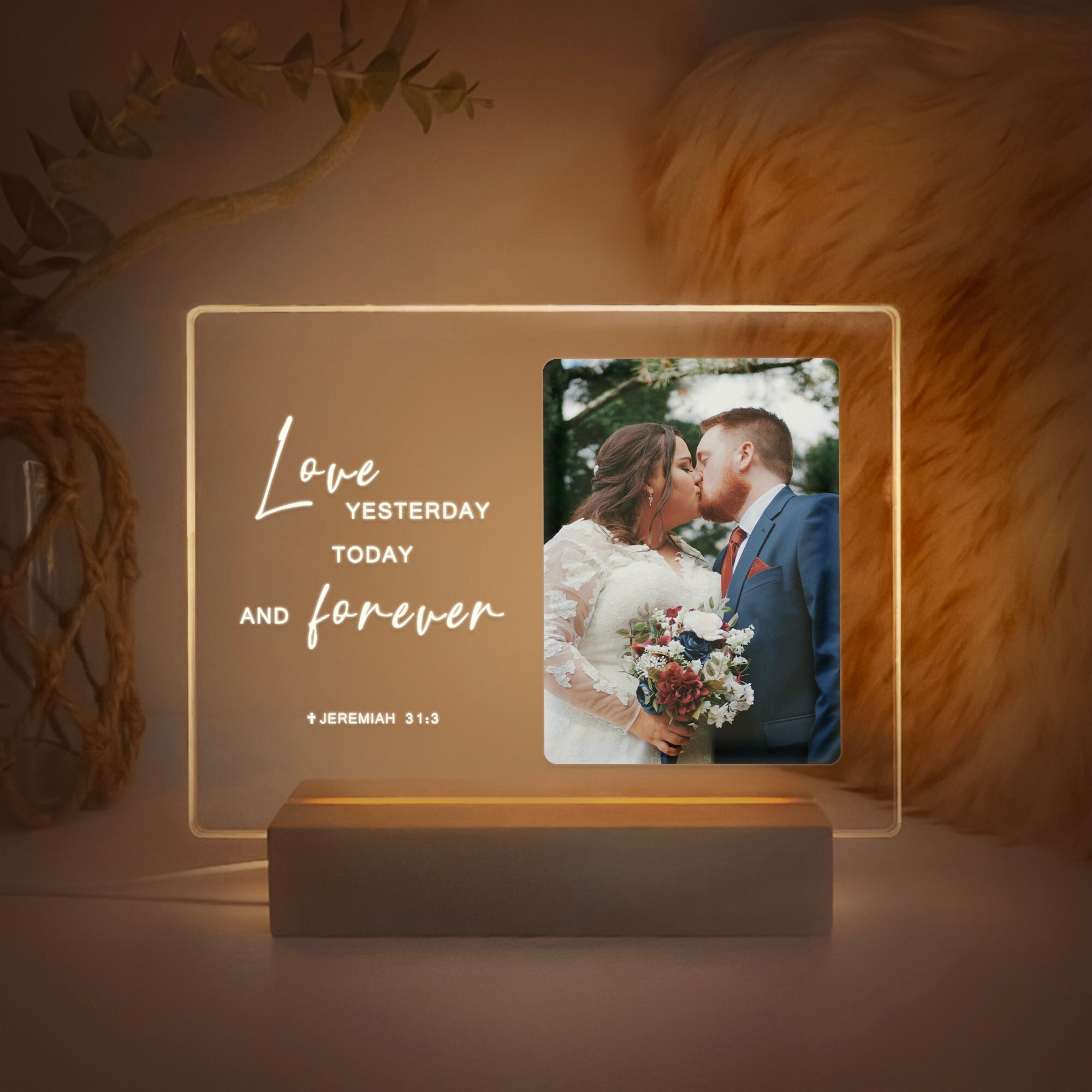 Custom Bible Verse Photo Light, Wedding photo frame, Religious gifts, Christian gifts for women, Anniversary gifts for him, BP1
