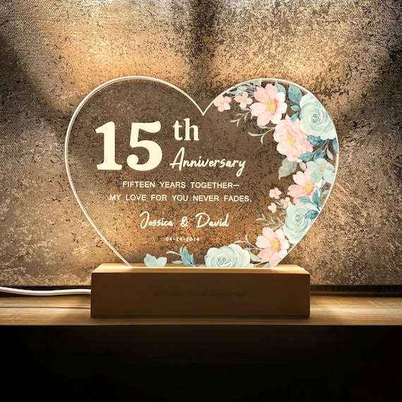 15th Anniversary Gift, Crystal Anniversary Gift, Personalized 15