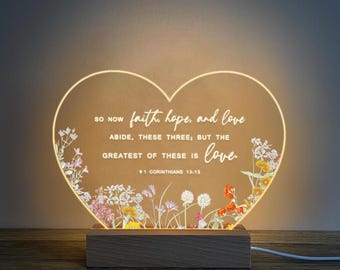Christian LED Light with Bible Verse, Inspirational Scripture Decor, Faith-Based Gift, Christian Gift for Women & Men, MBC13