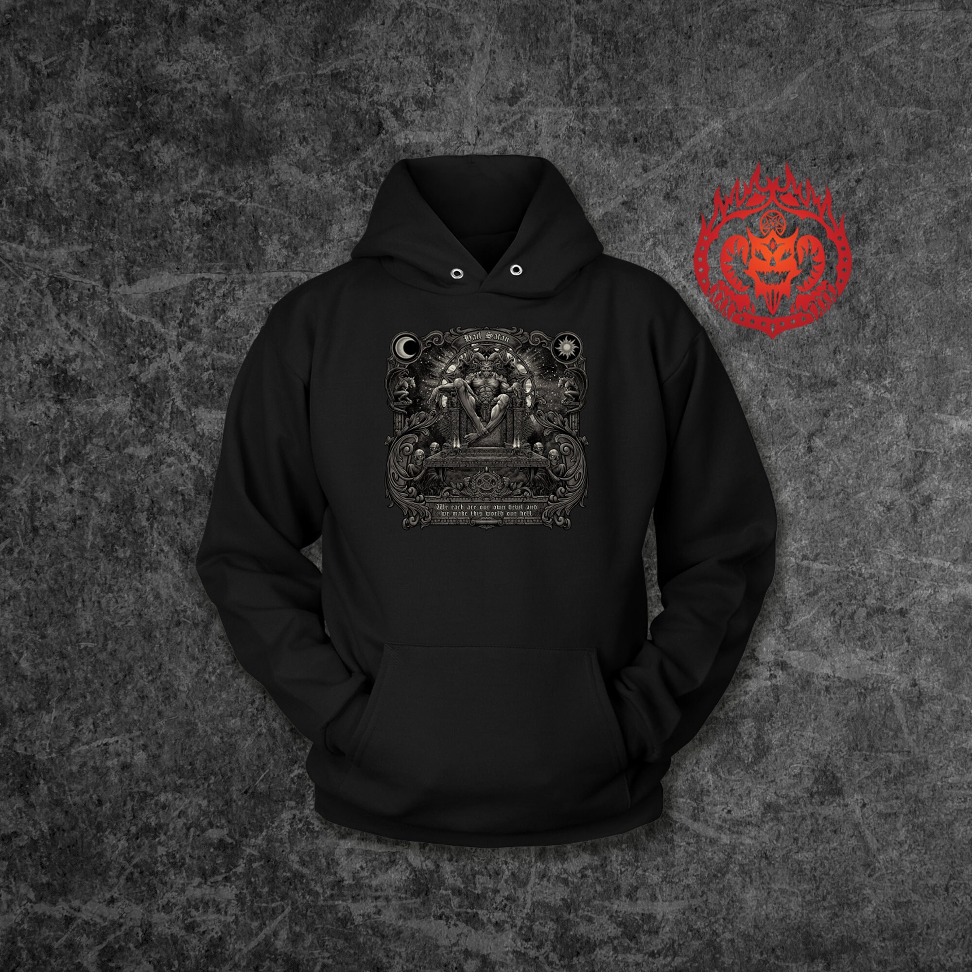 666 Gothic Occult Satan Hail Satan Hoodie Devil Horror | Etsy