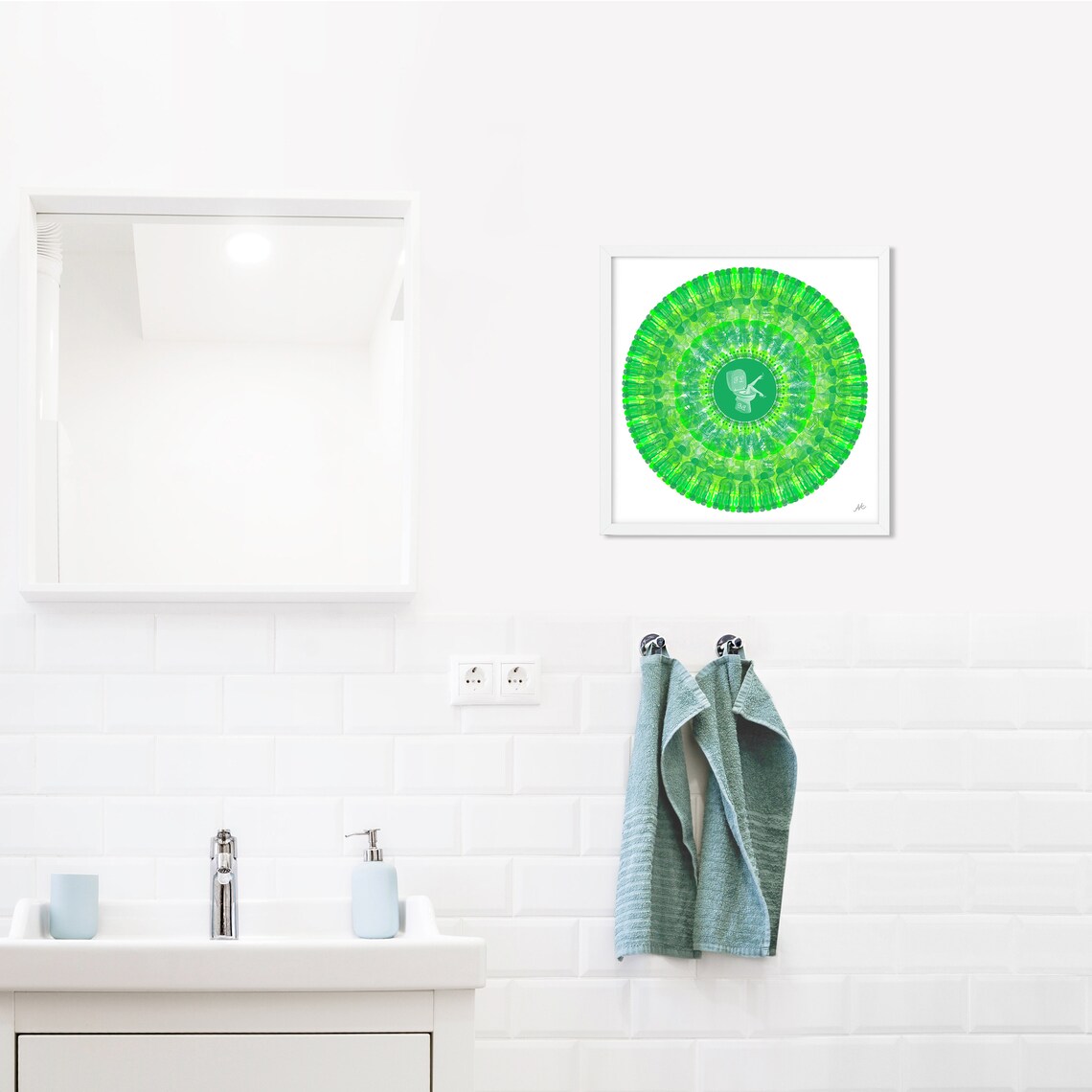 Framed Lime Green Bathroom Art Eclectic Wall Art Funny Art Etsy