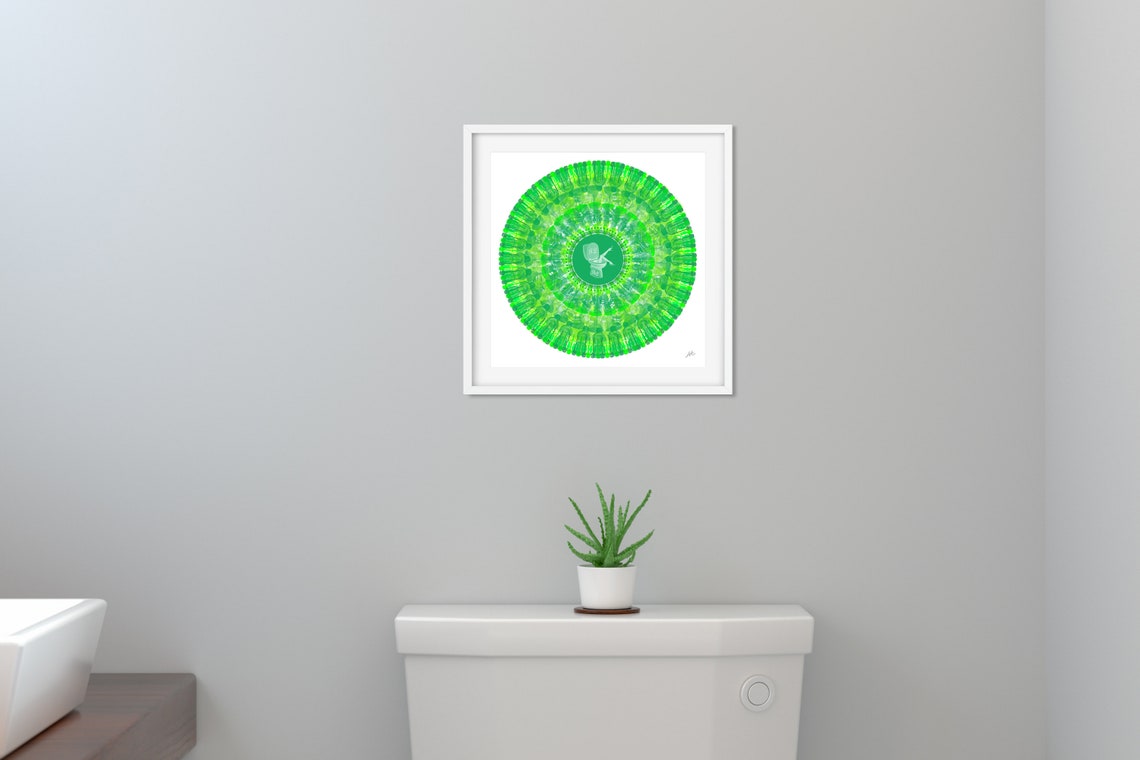 Lime Green Bathroom Wall Art Green Matte Eclectic Wall Art Etsy