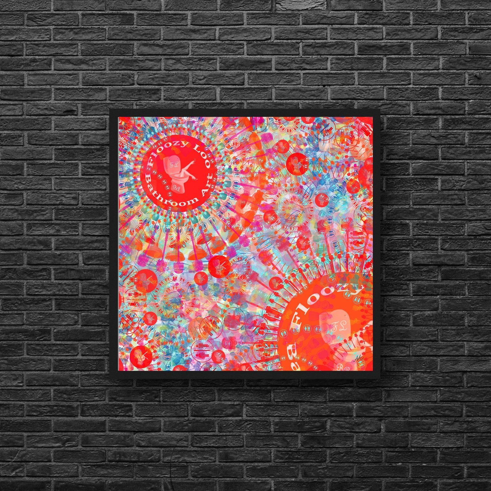 Red Abstract Bathroom Wall Art Quirky Bathroom Art Classy | Etsy