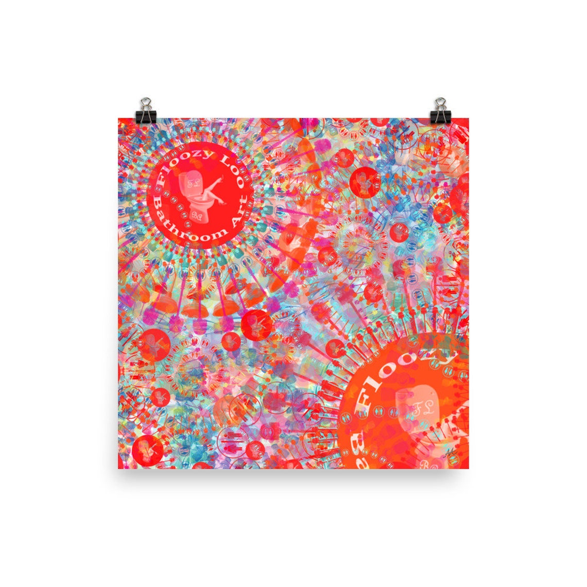 Red Abstract Bathroom Wall Art Quirky Bathroom Art Classy | Etsy