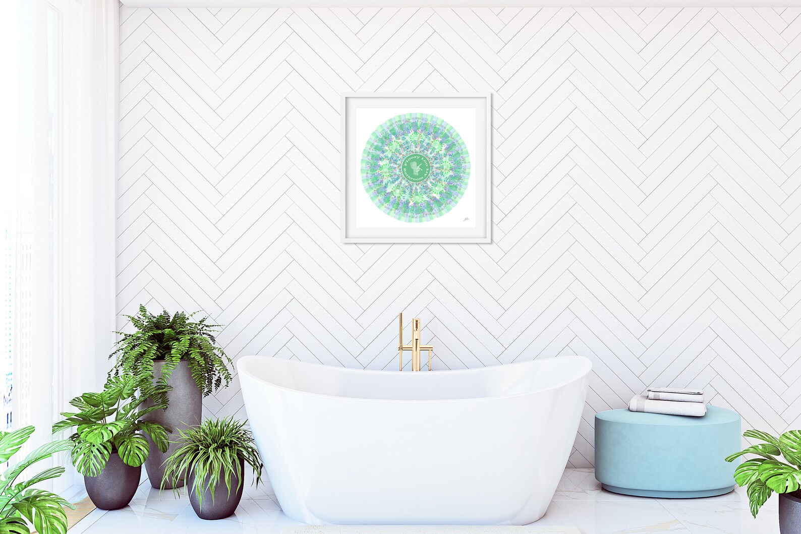 Light Green Light Blue Matte Bathroom Art Wall Art Spring | Etsy