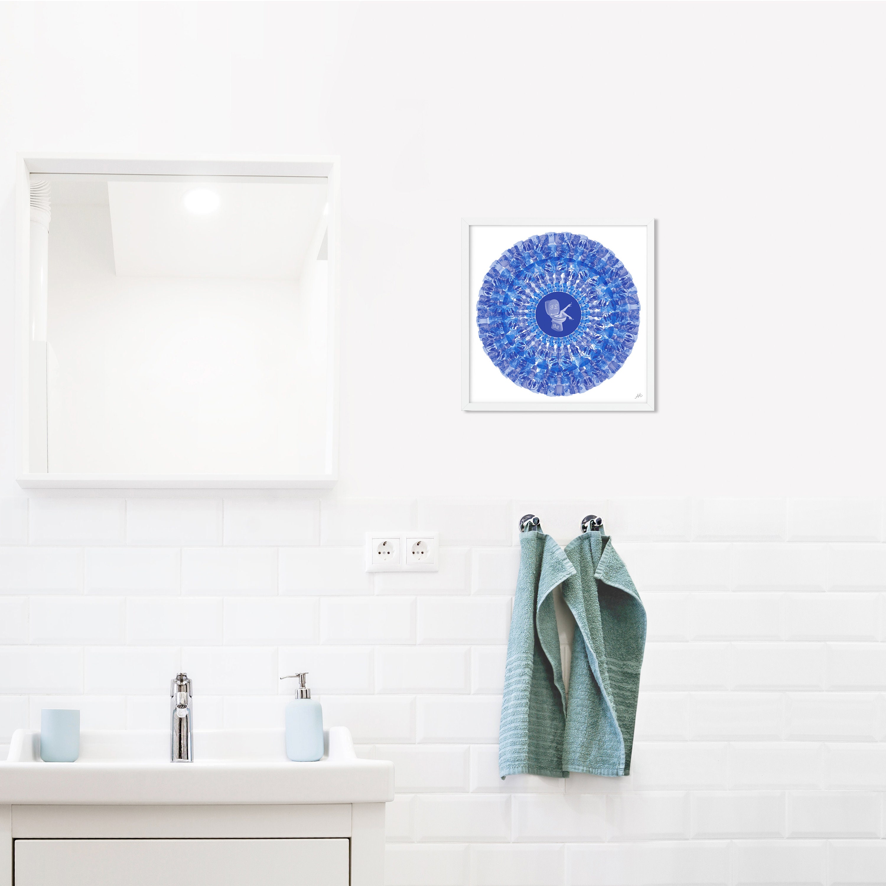 Gerahmt blau Aqua Badezimmer Kunst blaue Wandkunst lustige | Etsy