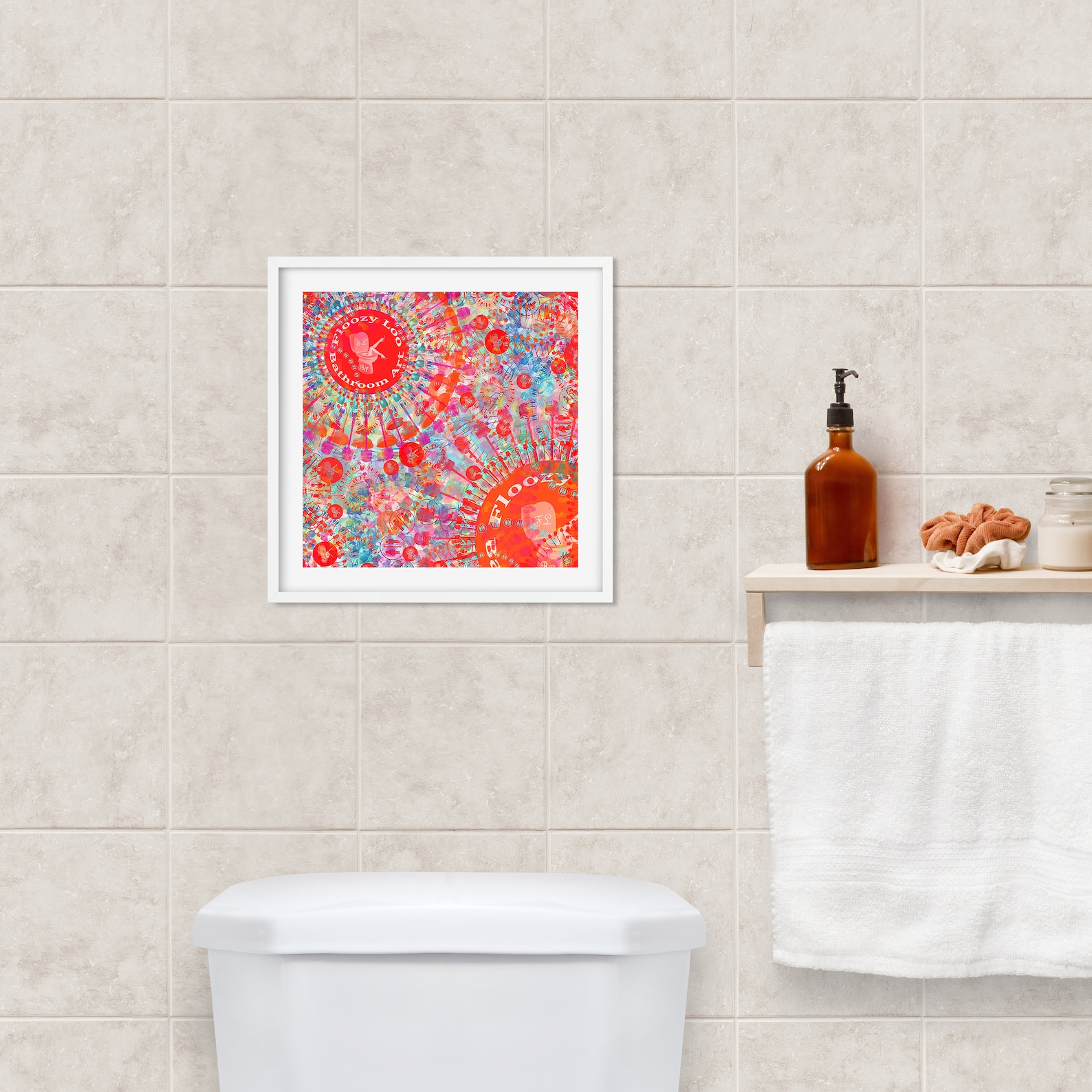Red Abstract Bathroom Wall Art Quirky Bathroom Art Classy Etsy