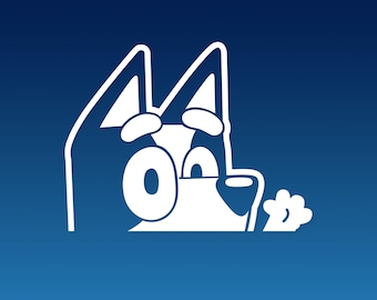 Bluey Peeker - Glossy White Cut Vinyl Car Decal - Multiple Sizes!