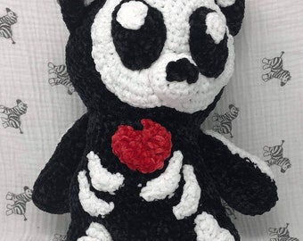 Crochet Skeleton Bear Plush, Creepy Cute Valentine Gift
