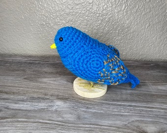 Crochet Finch on Stand: Handmade Realistic Bird Replica