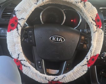 Lady bug crochet steering wheel cover