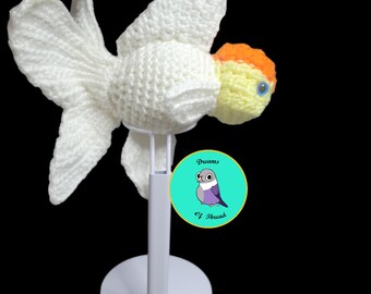 Crochet Oranda Goldfish Plush, Egg Bodied  goldfish Stuffed Animal
