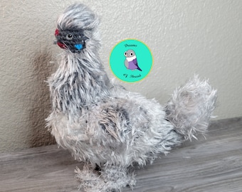 Crochet Silkie Chicken Plushie: Handmade Realistic Stuffed Animal