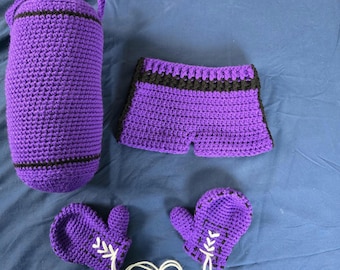 Crochet Baby Boxing Outfit: Newborn Photo Prop Costume