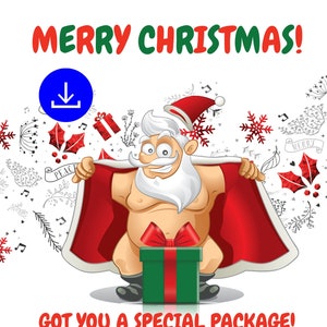 Santa Mature Christmas Card DIGITAL DOWNLOAD Blank Inside image 1