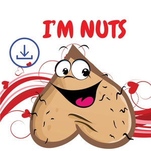 Nuts About You Valentinstag Karte DIGITAL DOWNLOAD Blank Inside Reife