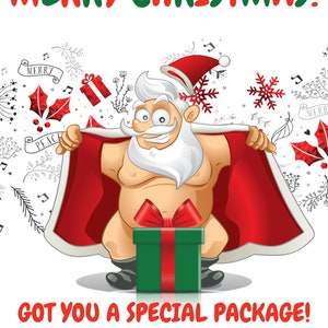 Santa Mature Christmas Card DIGITAL DOWNLOAD Blank Inside image 2