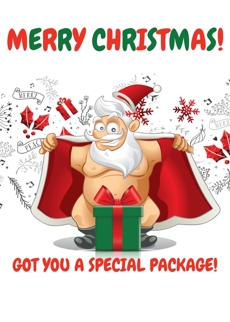 Santa Mature Christmas Card DIGITAL DOWNLOAD Blank Inside image 2