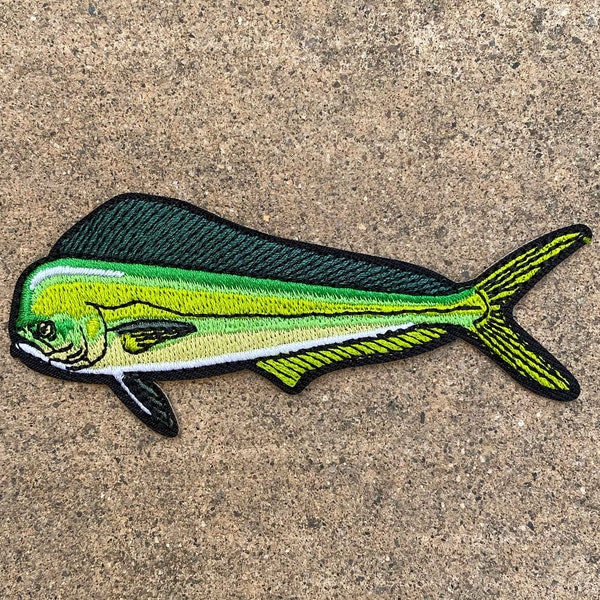 Mahi Mahi Iron-on Embroidered Patch | Quality Fish Patches for Jackets, Hats, Vests, Backpacks | Fishing Gifts for Men and Women