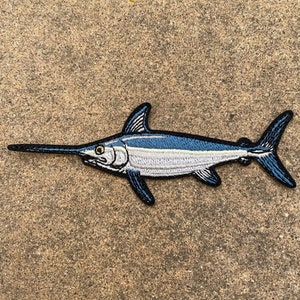 Swordfish Iron-on Embroidered Patch | Quality Fish Patches for Jackets, Hats, Vests, Backpacks | Fishing Gifts for Men and Women